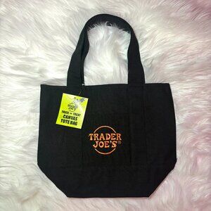 NEW Trader Joe's Halloween Canvas Mini Tote Bag Black